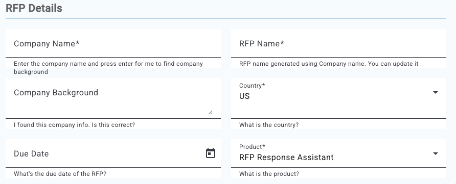 RFP Details form